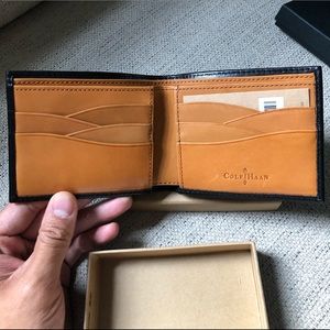 NWT Cole Haan Italian leather bi-fold wallet black